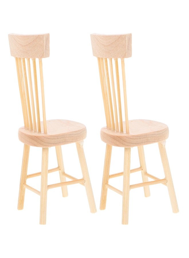 SHINEOFI 2Pcs Miniature Dollhouse Chairs - 1:12 Scale Wooden DIY Model Furniture for Dollhouse Decor, Tiny Chair Toys, Crafts, Mini Home Accessories, DIY Room Displays - Image 1
